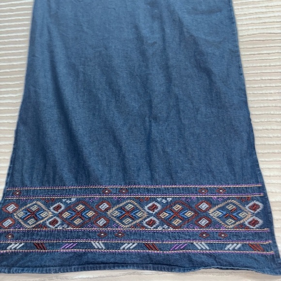 VTG Denim Blue Jean Jumper Dress Maxi Sleeveless women’s SzM Cottagecore Boho - Picture 7 of 13